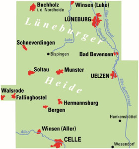 Blattschnitt Fahrradkarte Lüneburger Heide ADFC  Regionalkarte